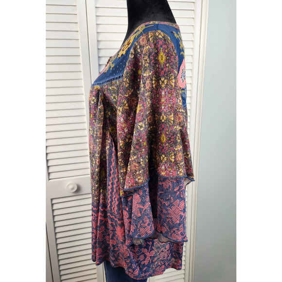 Anthropologie Ciutadella Top Large Blue Floral Embroidered Sheer - Picture 6 of 9